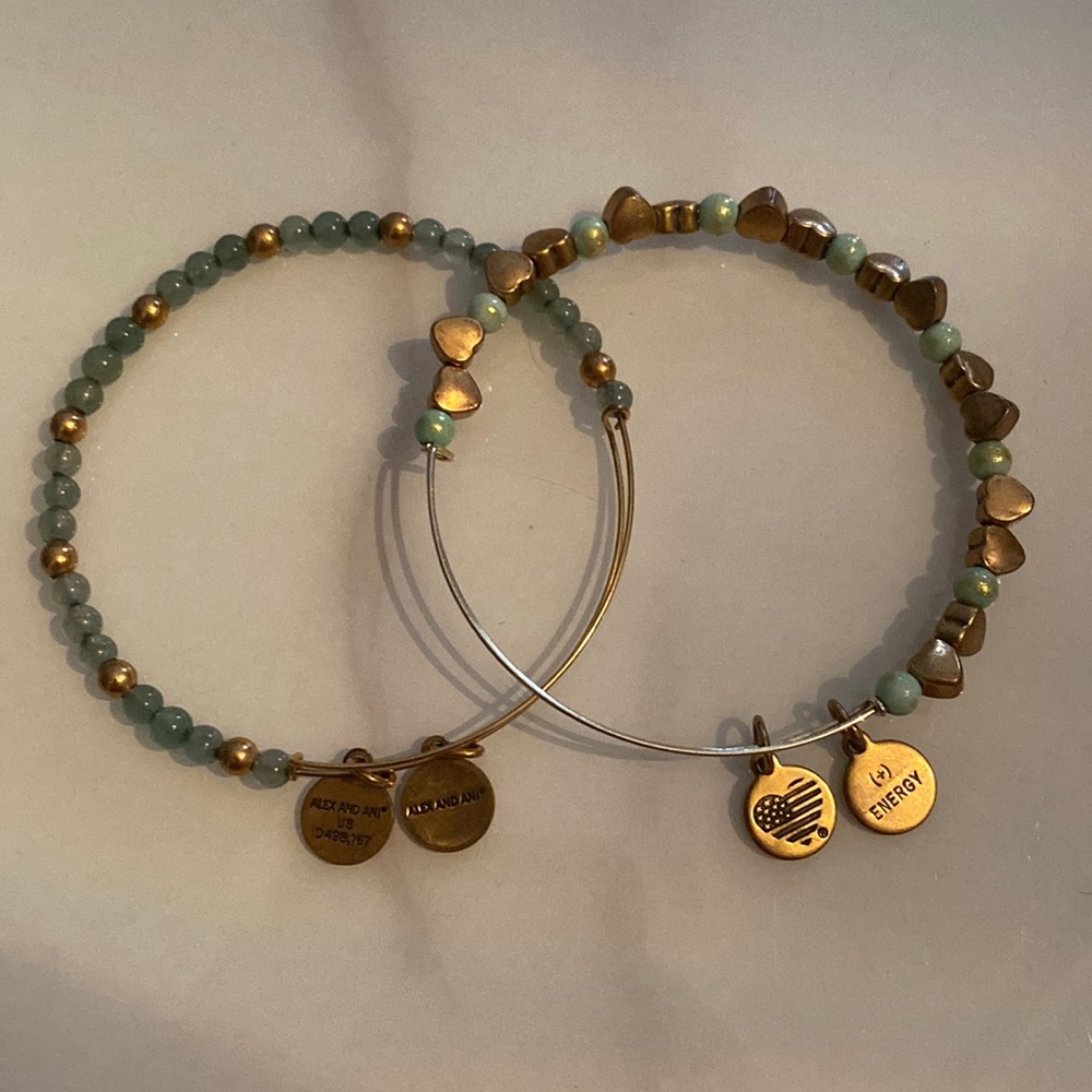 ALEX AND ANI blue and gold tone beads